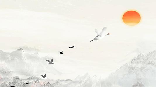 鹤踩云端水墨风景视频的预览图