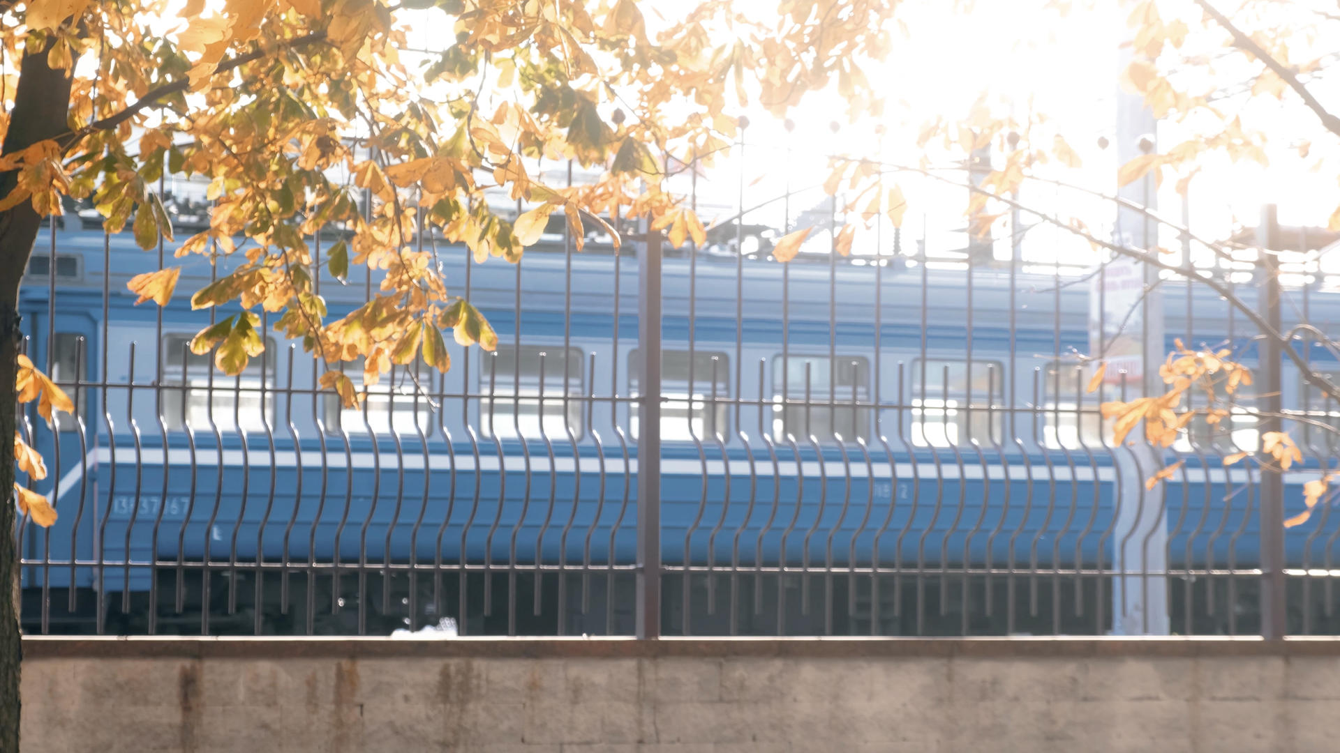 秋冬火车缓慢进实拍素材站视频的预览图