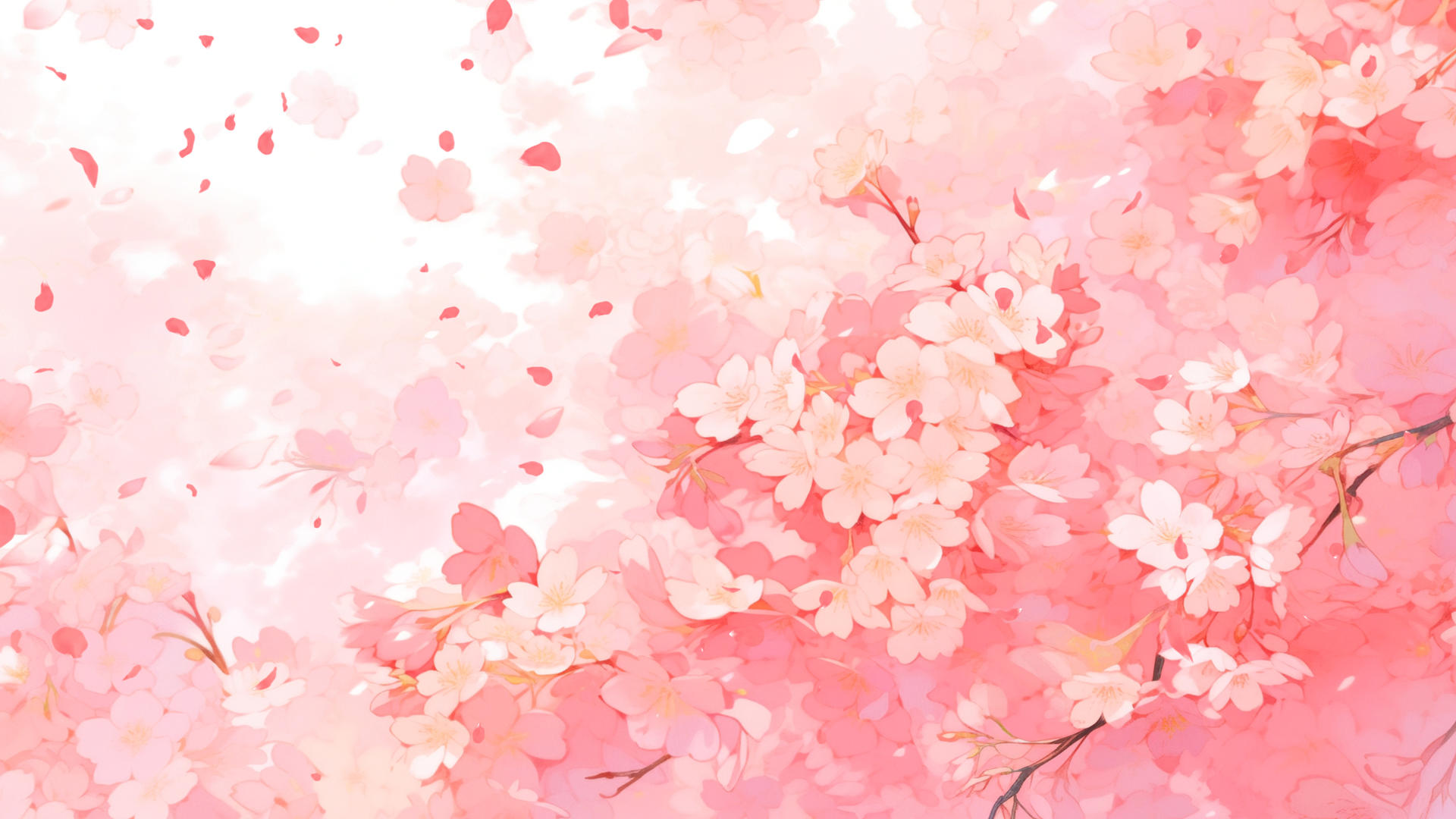粉红梦幻樱花海花瓣下落背景视频视频的预览图