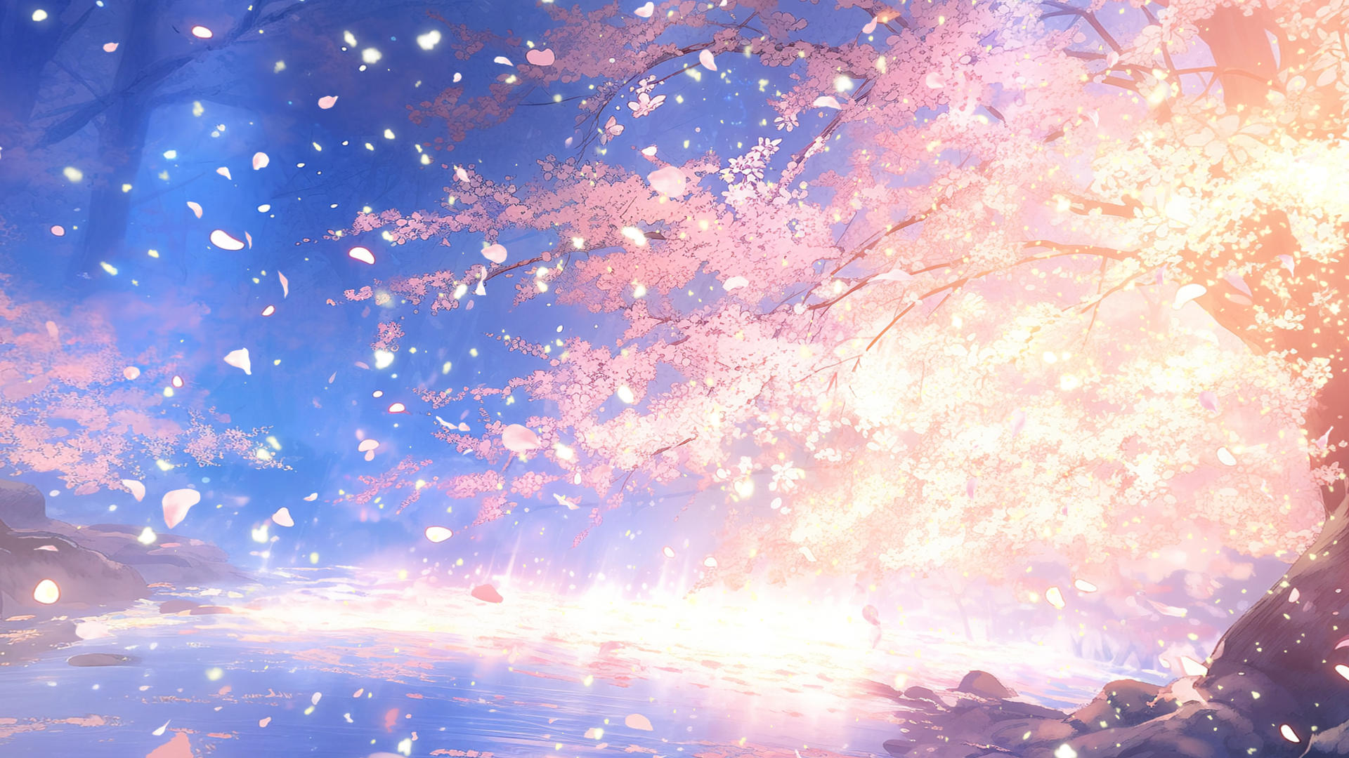 樱花盛开花瓣飘落朦胧幻境背景视频视频的预览图