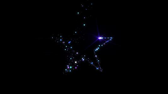唯美梦幻蓝色粒子散发五角星4K视频元素视频的预览图