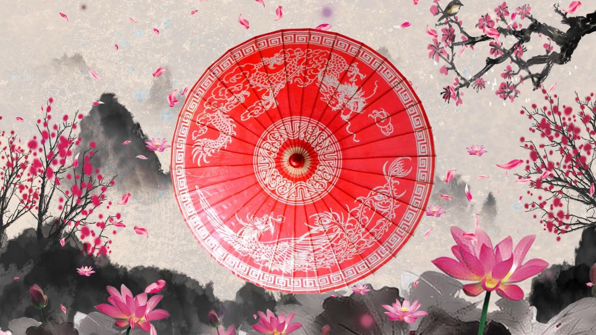 中国风水墨折扇背景视频的预览图