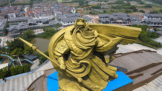 荆州关公义园关羽雕像航拍合集4K视频的预览图