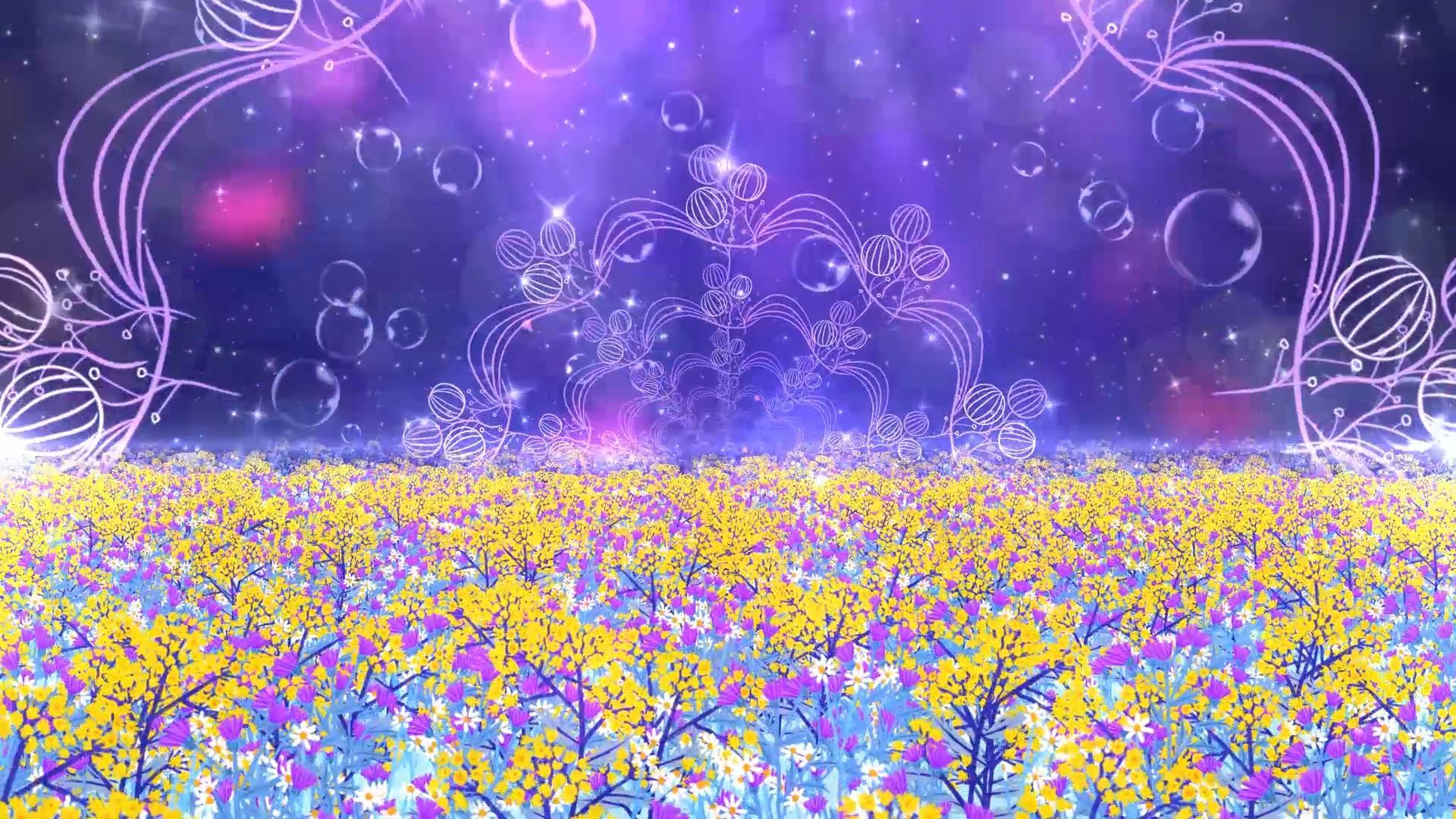 紫色清新花海动态唯美粒子星光舞台背景视频视频的预览图