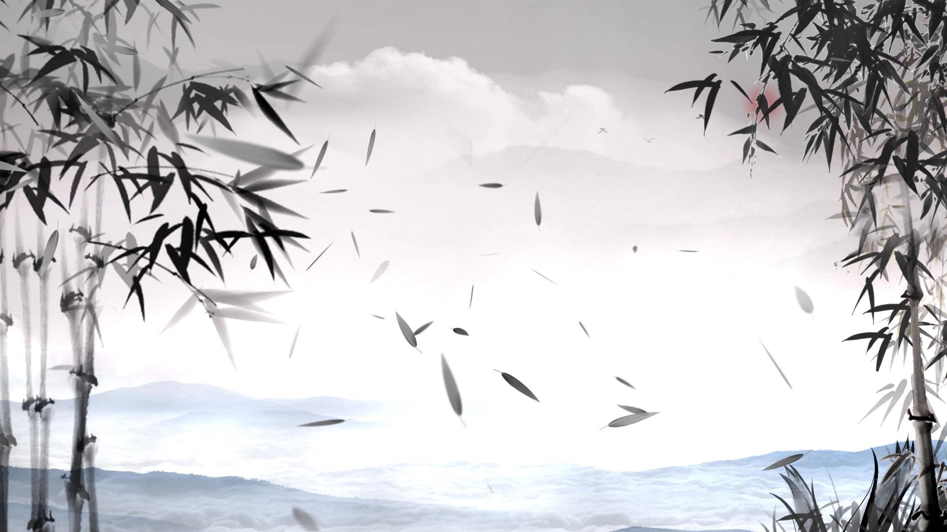 4K水墨竹子中国风舞台背景视频视频的预览图