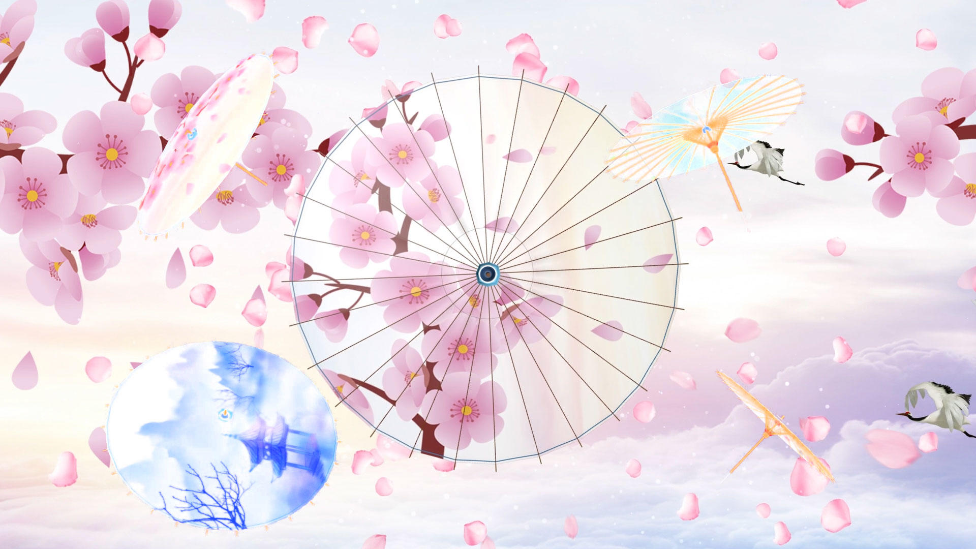 浪漫油纸伞背景视频视频的预览图