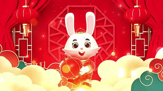 新年兔年喜庆舞台背景视频视频的预览图