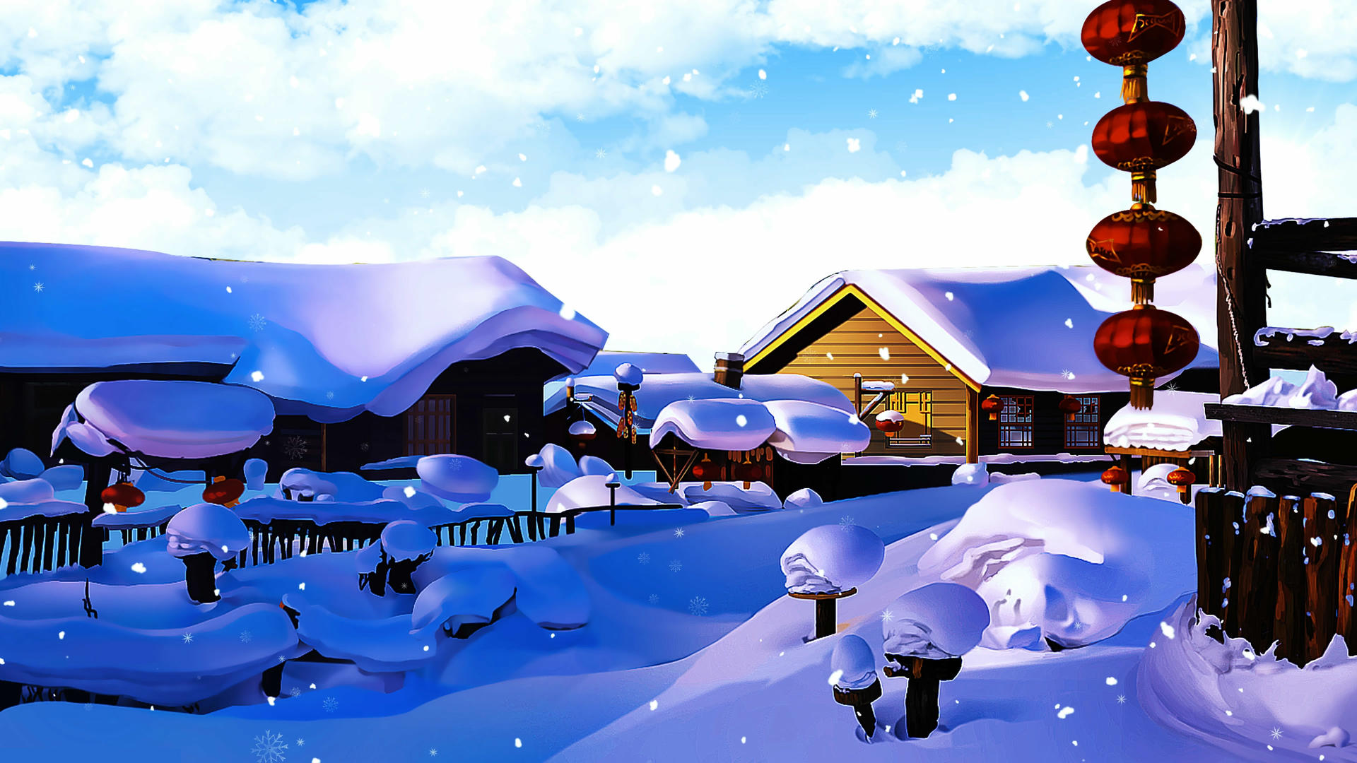4K唯美的乡村雪景视频素材视频的预览图