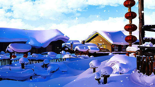 4K唯美的乡村雪景视频素材视频的预览图