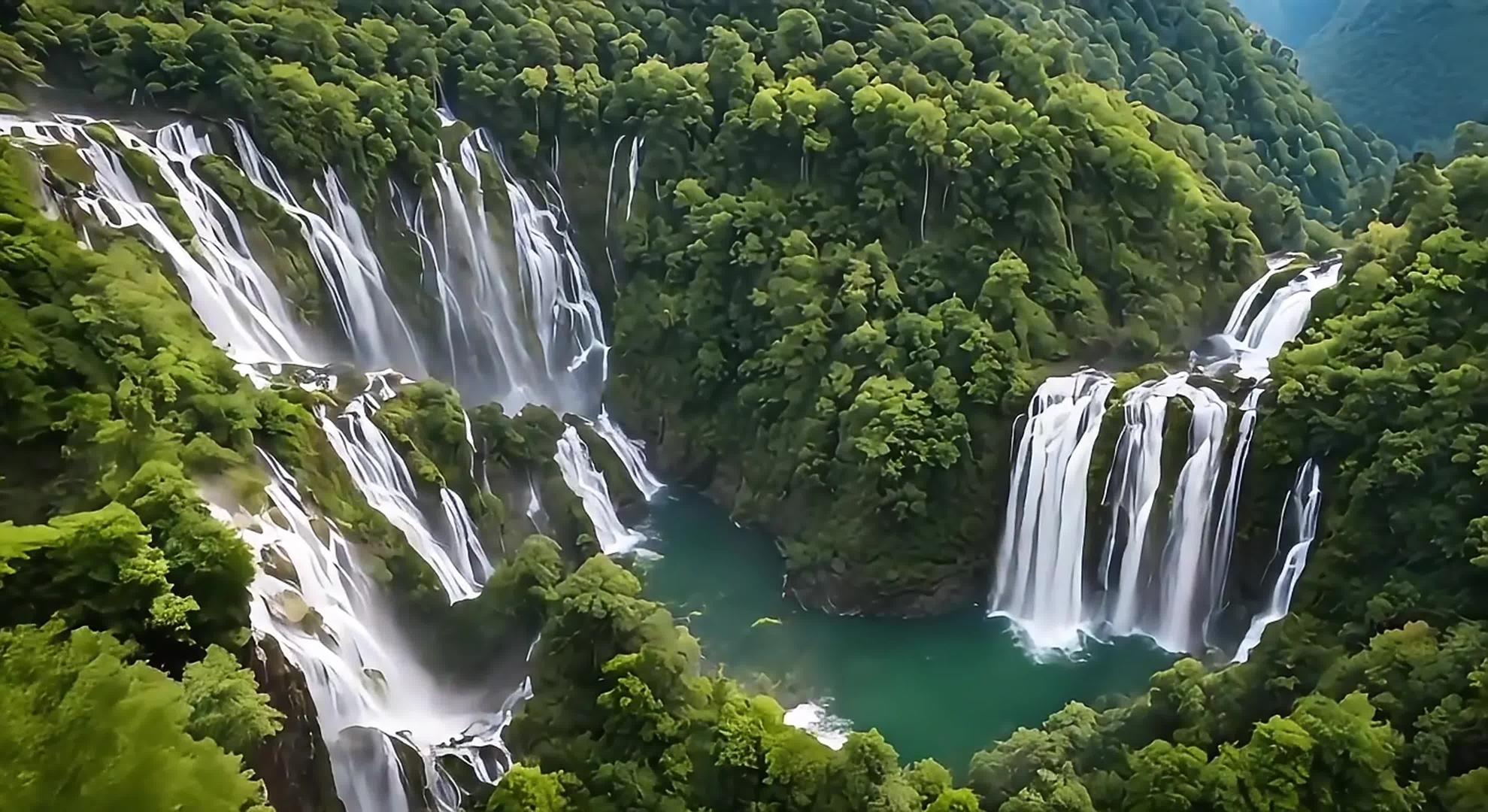 4k航拍森林瀑布河流溪流视频的预览图