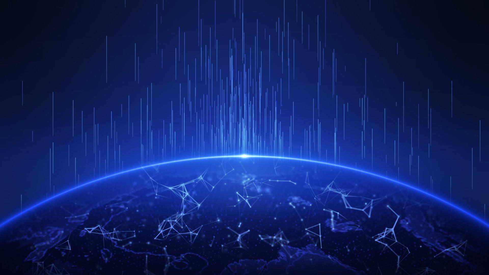 蓝色光线地球动态科技背景视频的预览图