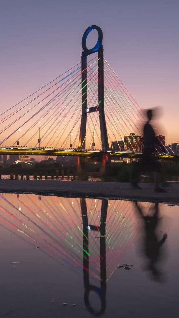 咸阳渭河大桥延时日落视频的预览图
