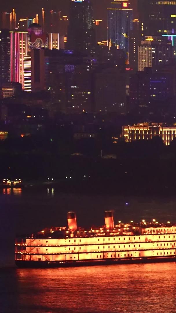 航拍城献礼灯光秀庆祝建党100周年江景游船素材视频的预览图