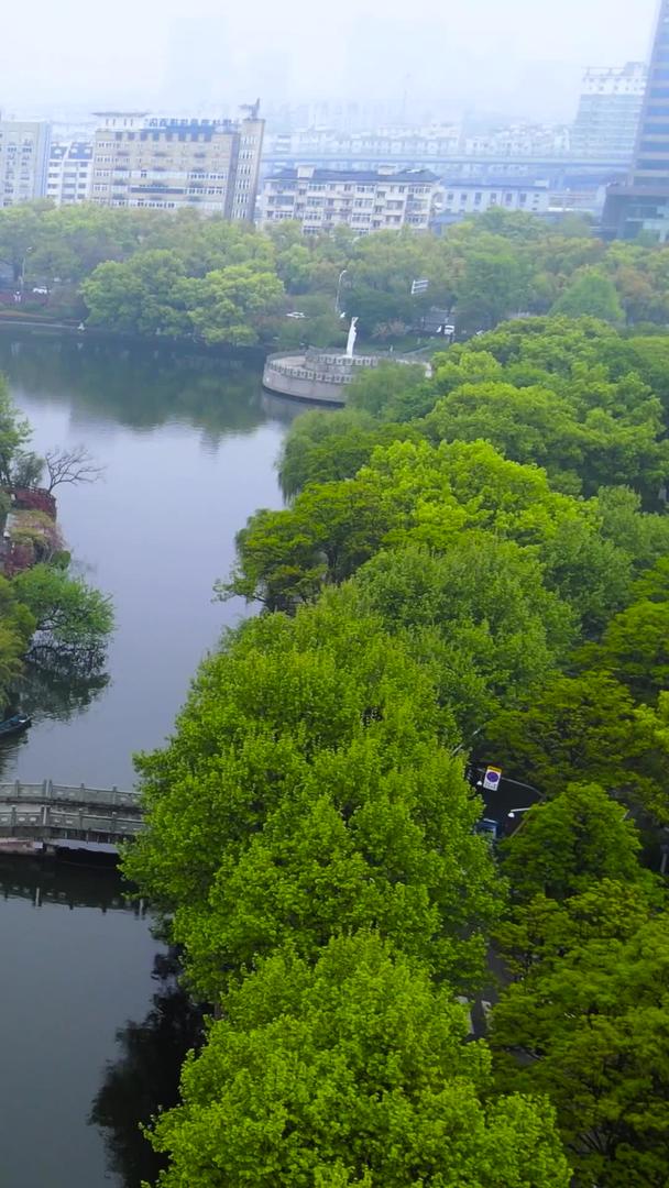 宁波市5A景区月湖中的宁波中学航拍环绕视频的预览图
