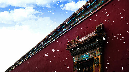 4K唯美的故宫雪景背景视频素材视频的预览图