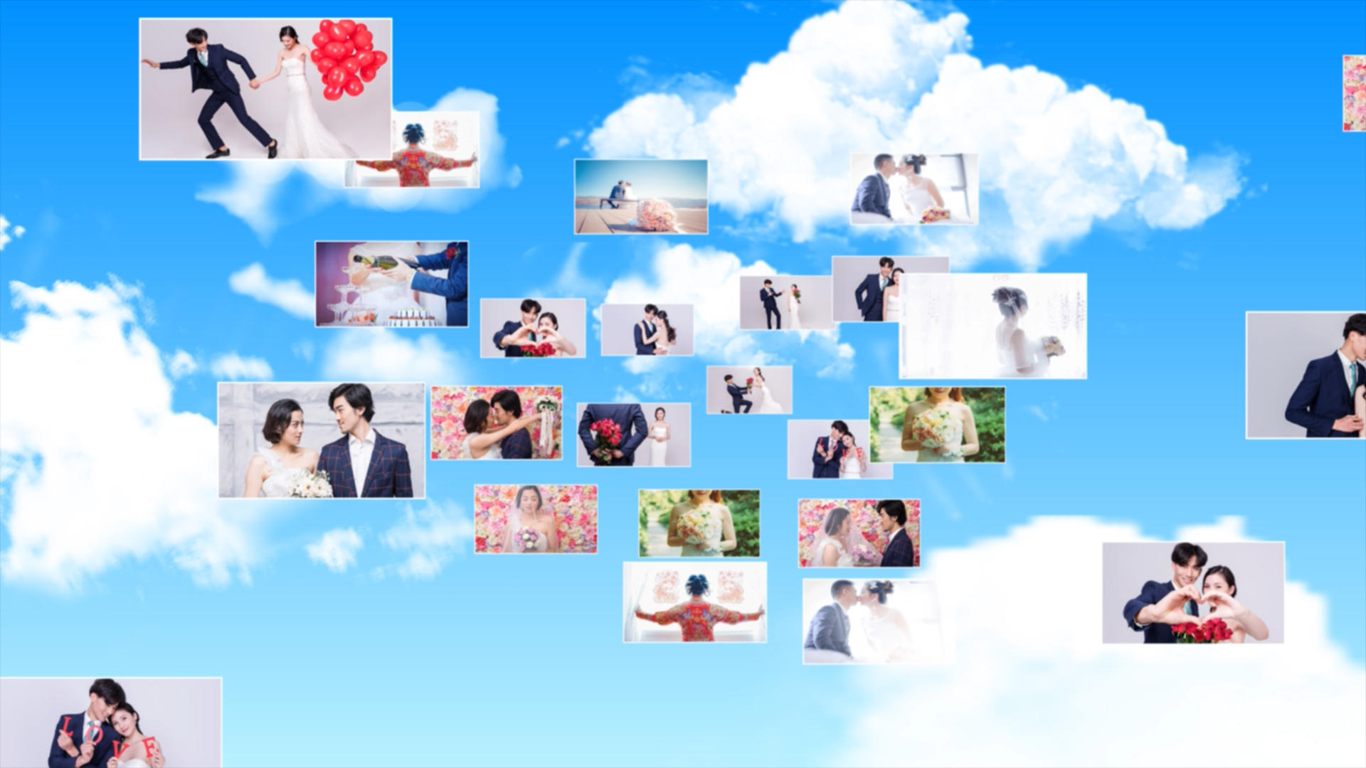 大气云层爱情图片汇聚AE模板视频的预览图