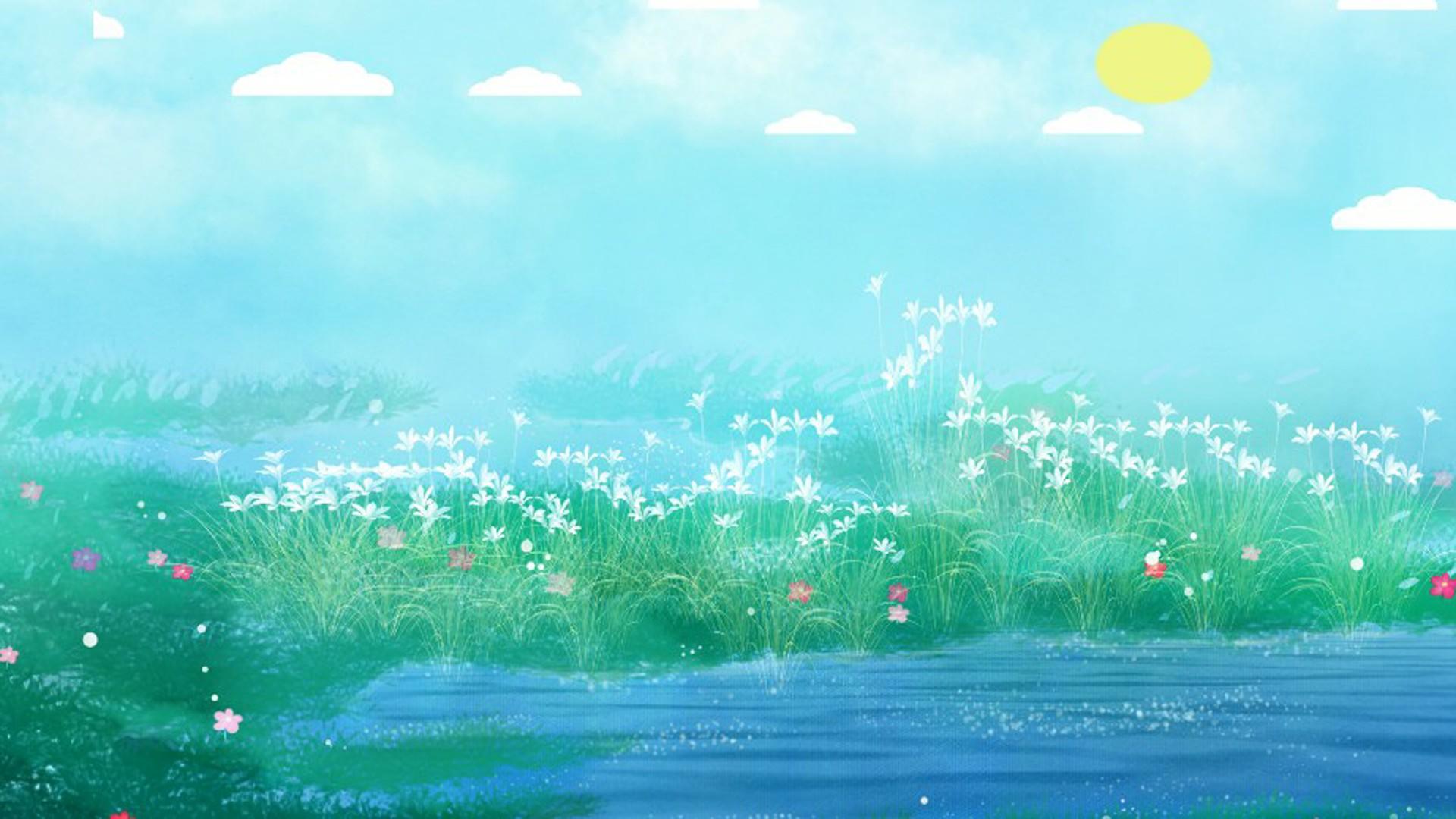 卡通花草水池背景视频的预览图