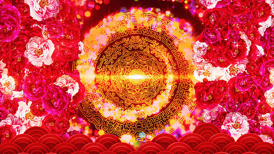 4K唯美炫丽的牡丹鲜花舞台背景素材视频的预览图