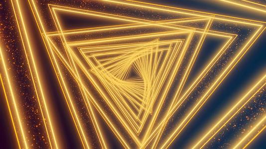 金色唯美粒子三角形状舞台背景视频的预览图