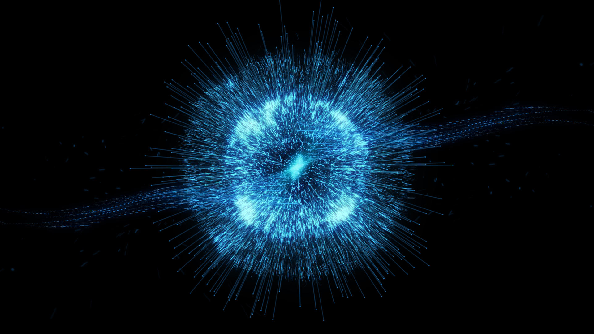 炫彩蓝色粒子光线冲击粒子爆散视频的预览图