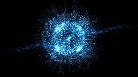 炫彩蓝色粒子光线冲击粒子爆散视频的预览图