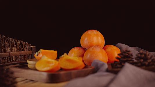 秋季果实柿子成熟4k视频的预览图
