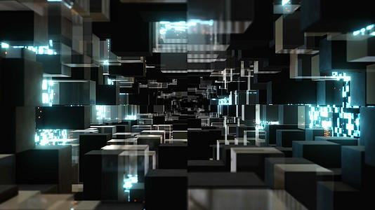 三维科幻隧道4K传输背景视频的预览图