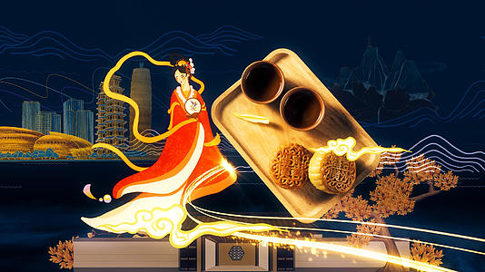 国潮鎏金绚丽中秋节节日AE模板视频的预览图