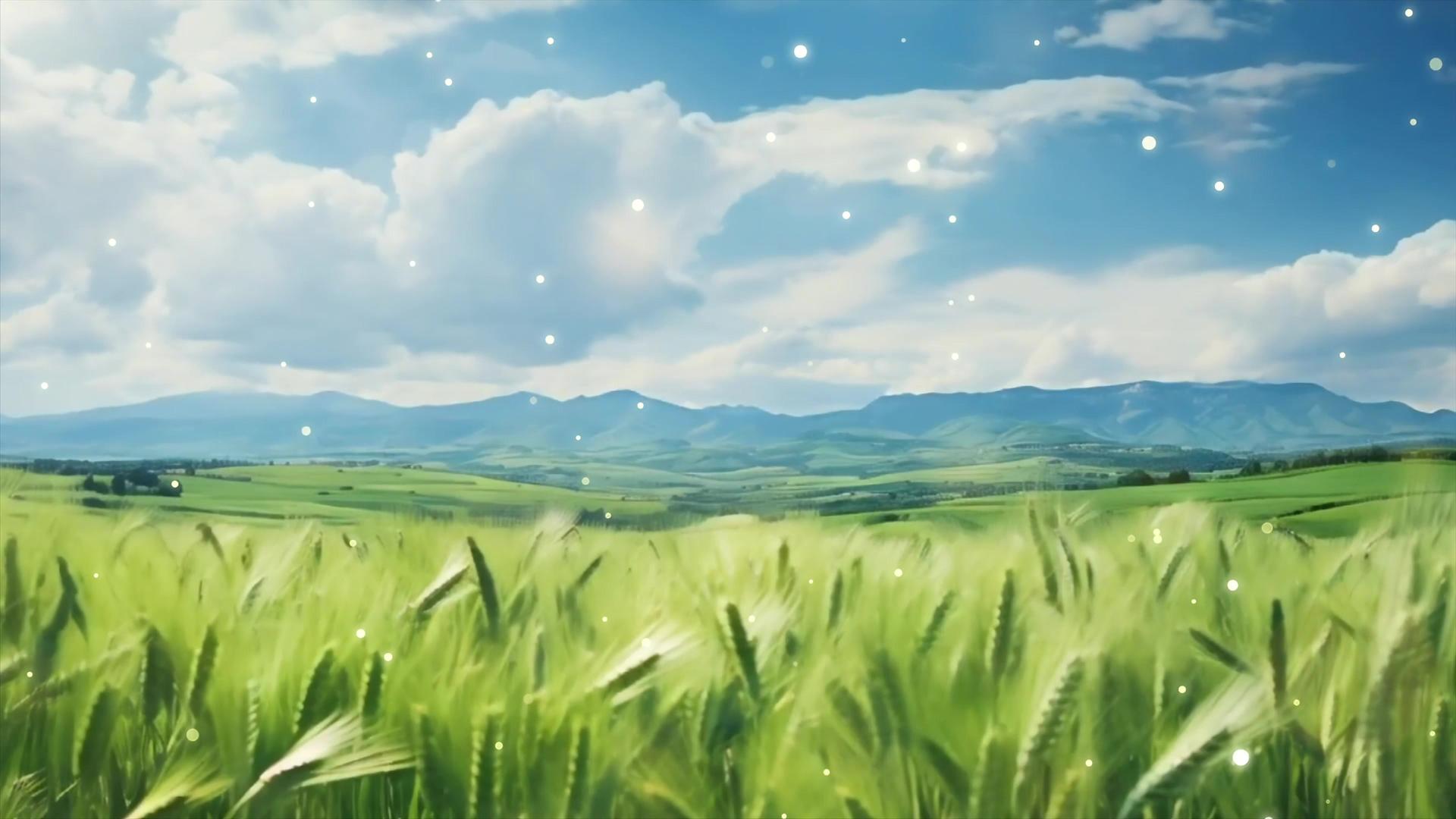 清新、简洁、郁郁葱葱的麦田背景视频视频的预览图