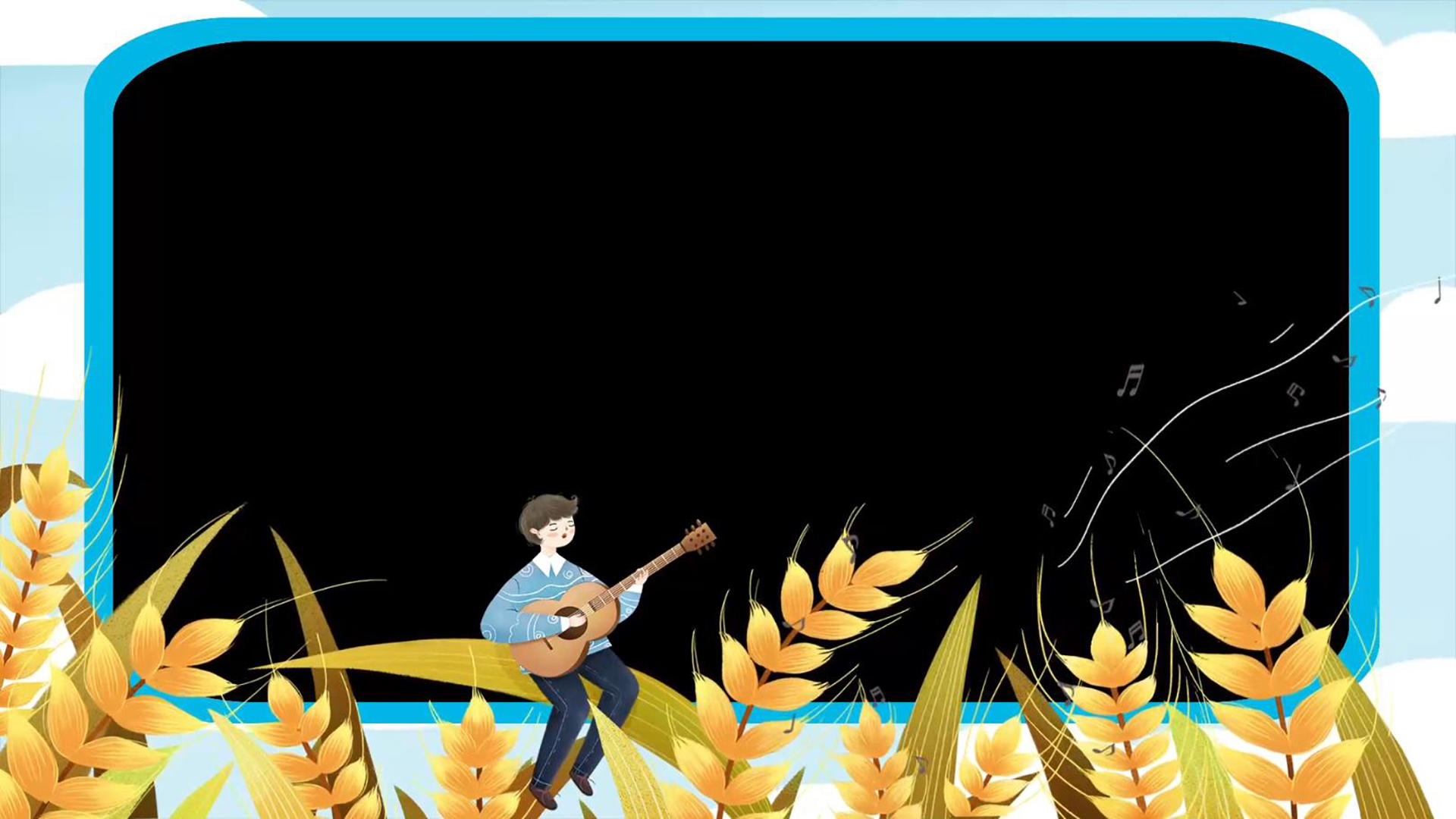 麦地弹琴少年卡通边框视频的预览图