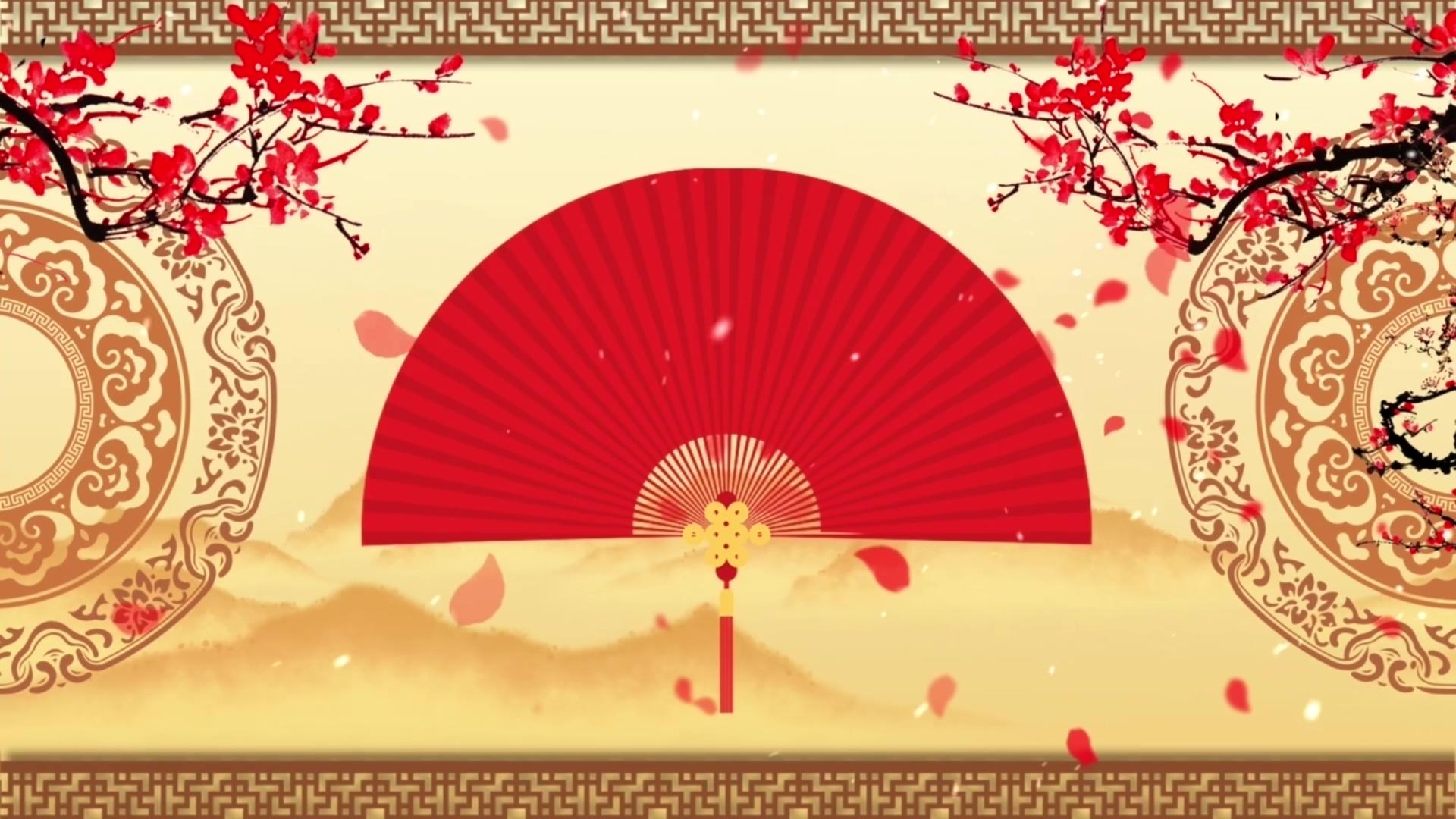 剪纸中国风舞台背景视频的预览图