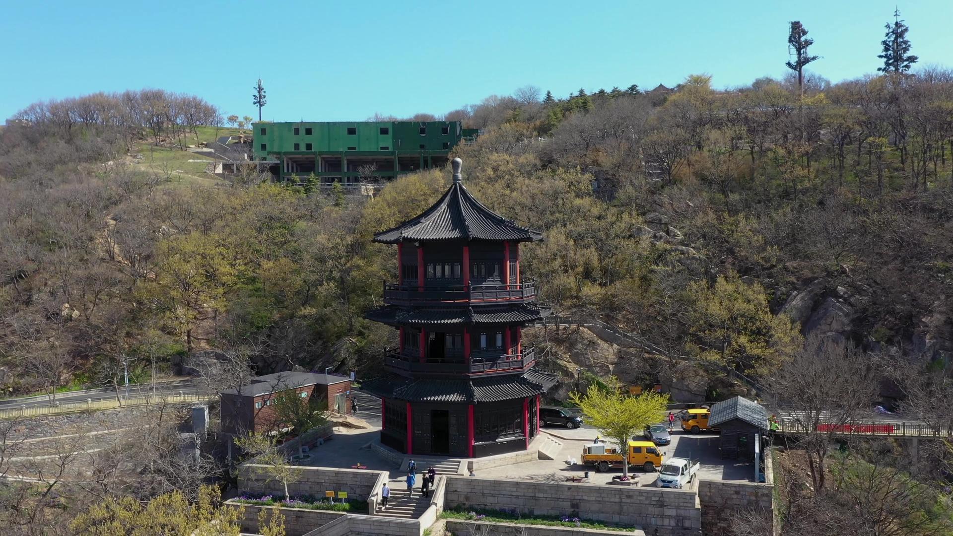 连云港5A景区花果山景点玉皇阁航拍视频视频的预览图