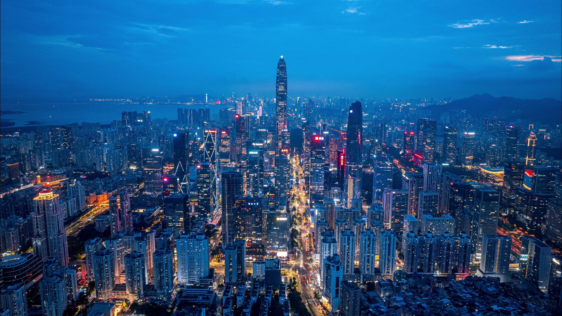 深圳福田cbd城市4k航拍夜景延迟视频的预览图