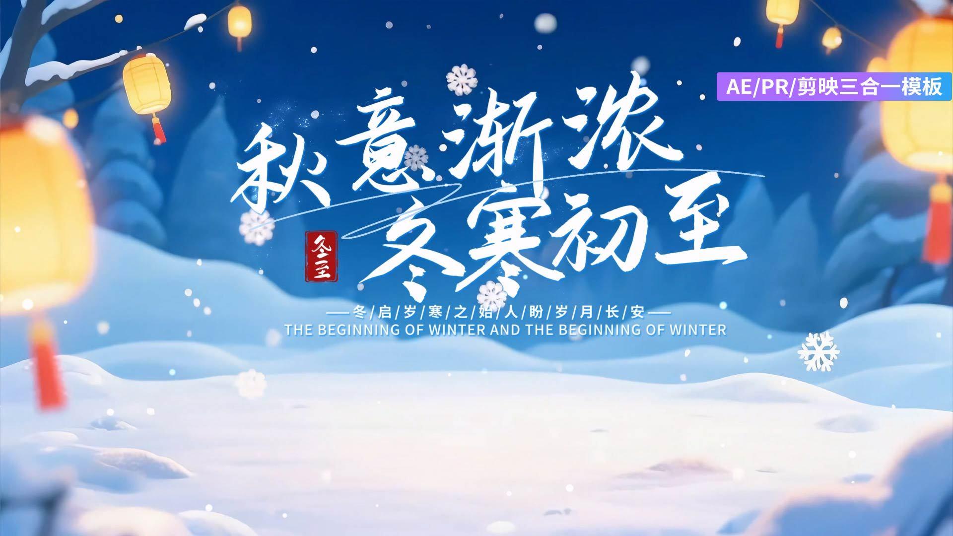 简洁美丽的冬至节气AEPR剪影三合一模板视频的预览图