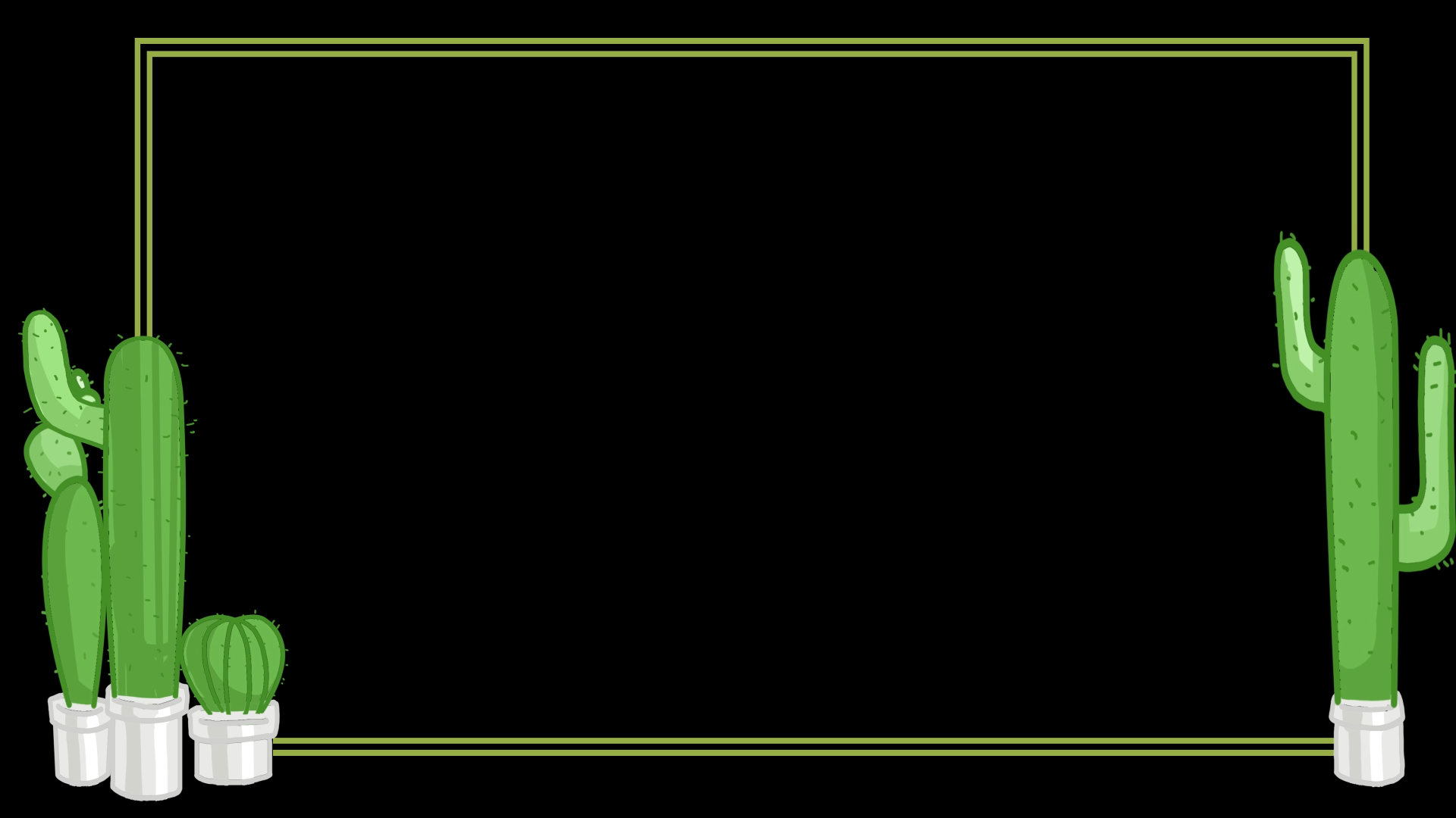 仙人掌盆栽边框文本框可爱清新绿色植物动图视频边框带通道mov视频的预览图