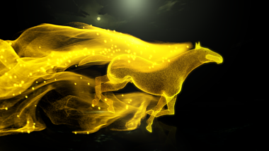 金色粒子马奔跑展示LOGO演绎视频的预览图