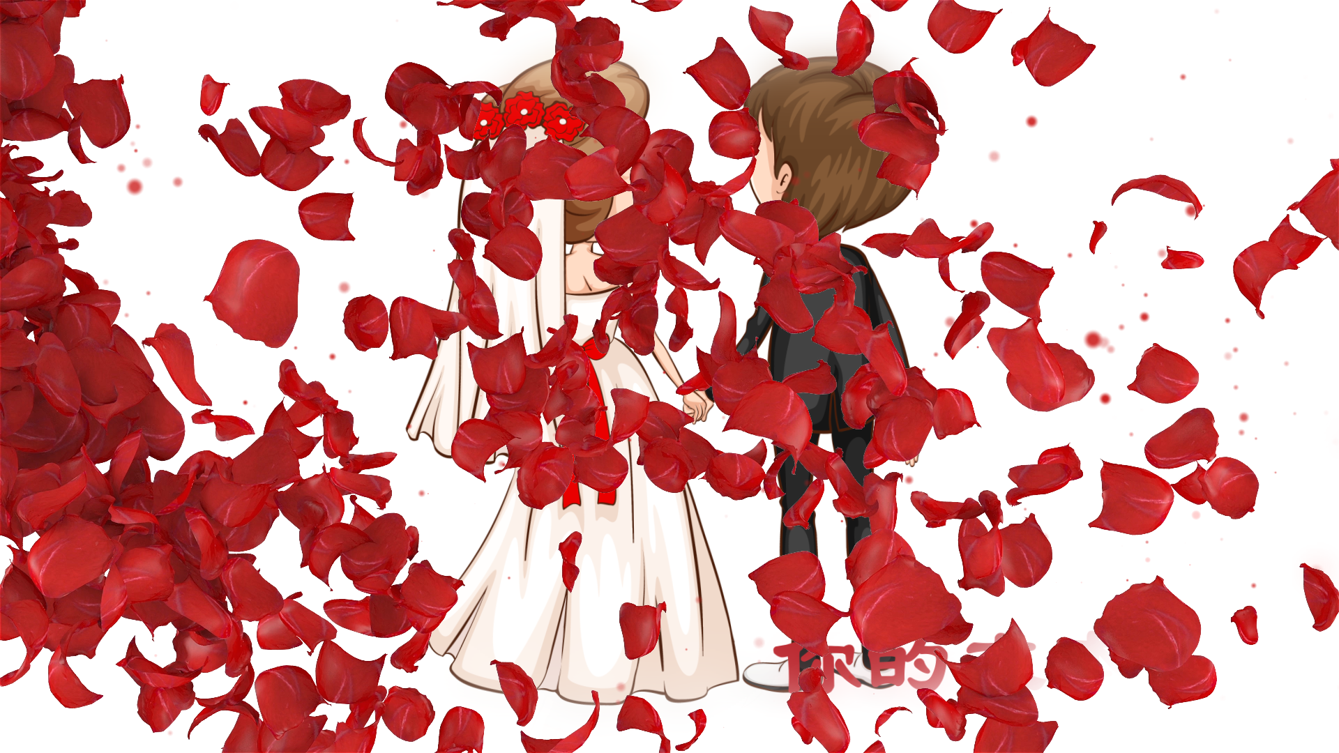 爱心玫瑰花瓣婚礼爱的表白视频的预览图