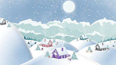 冬天下雪大山村落标题视频的预览图