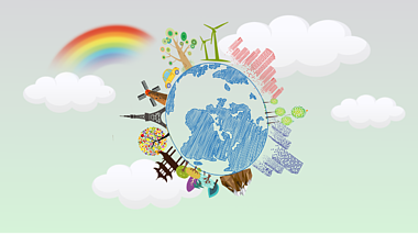 卡通地球自转环保主题AE模板视频的预览图