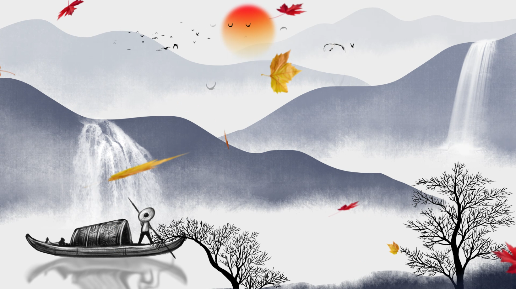 大气中国风水墨画片头包装动态背景素材视频的预览图