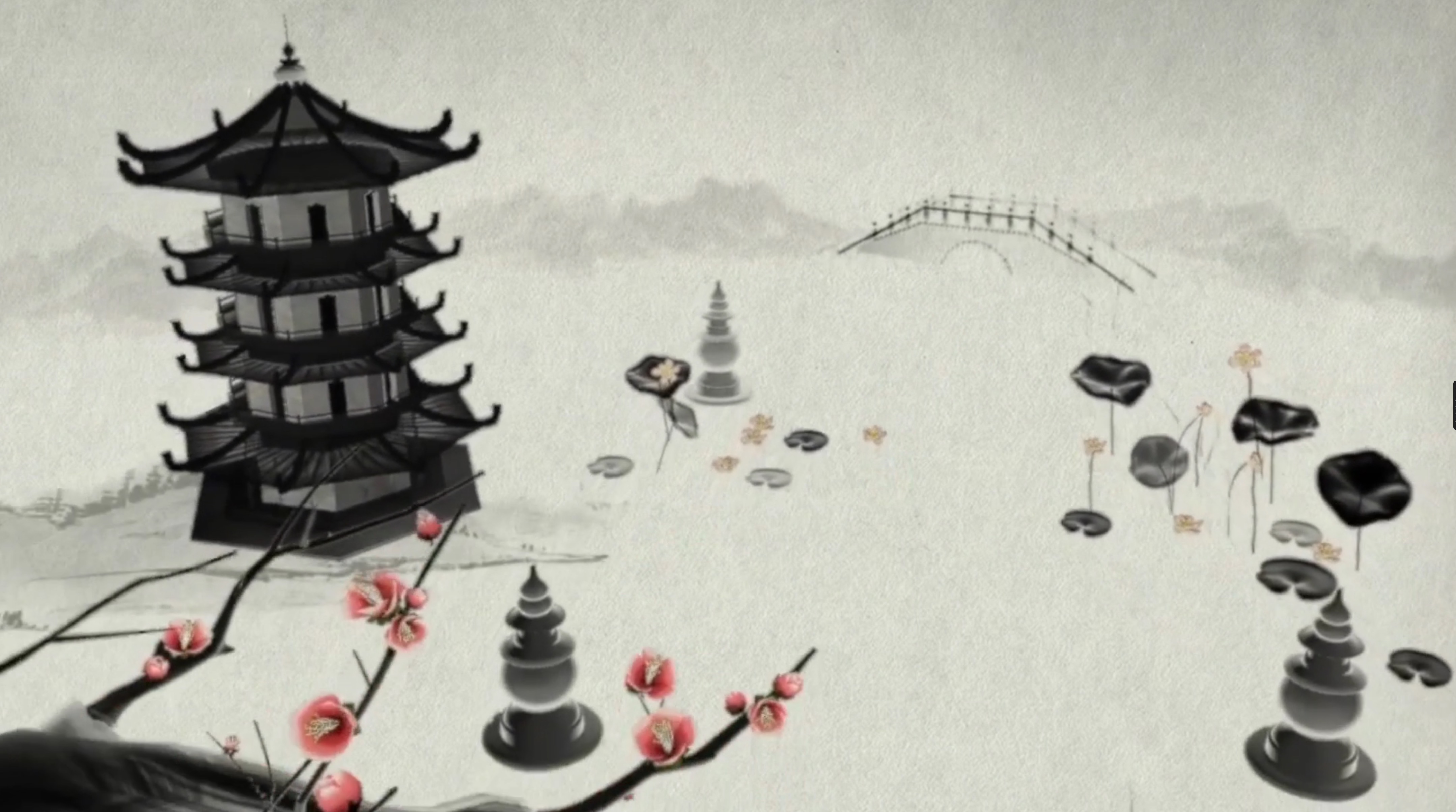 中国水墨画风片头包装动态背景视频视频的预览图