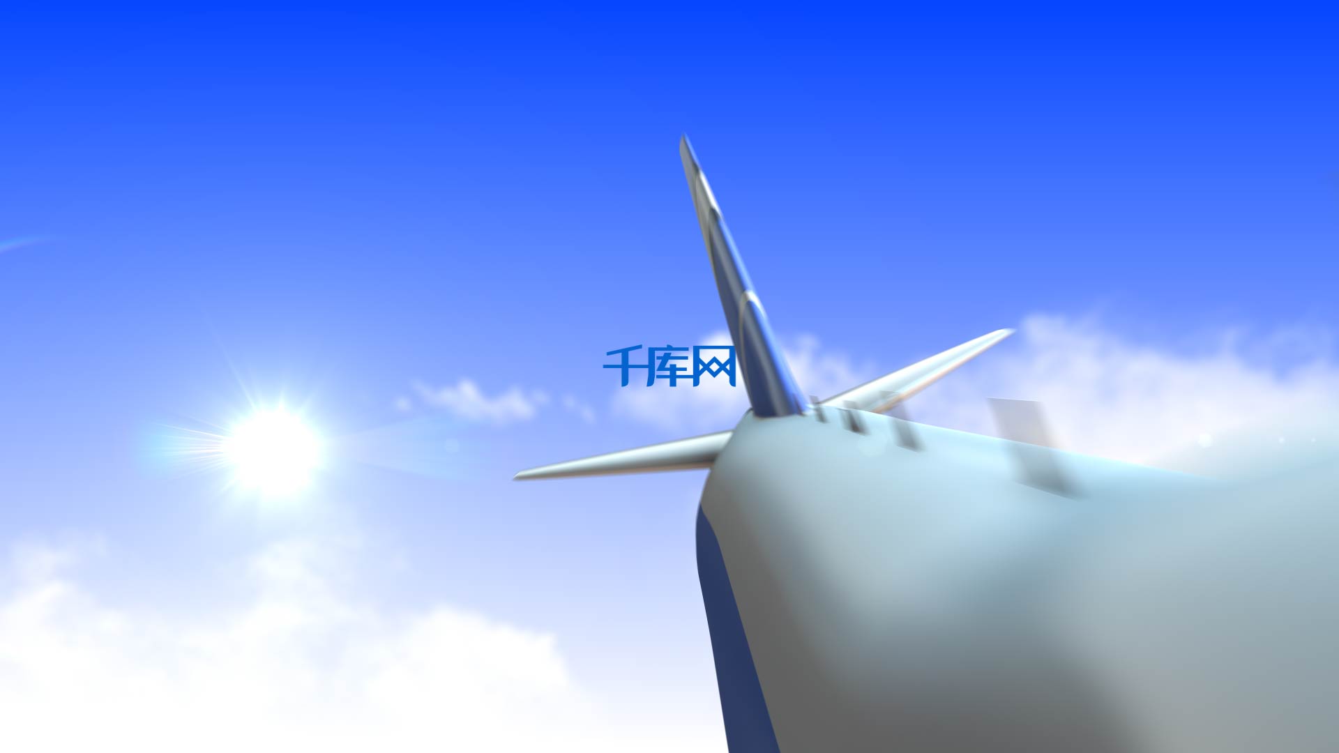 飞机穿过天空白云企业AE模板视频的预览图