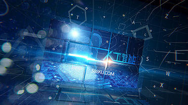 蓝色三维科技片头ae模板视频的预览图