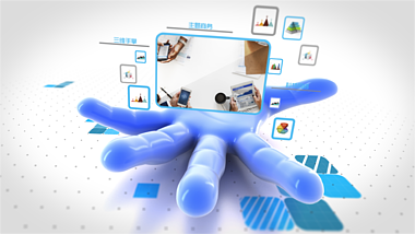 科技蓝色手掌网络商务宣传片头视频的预览图