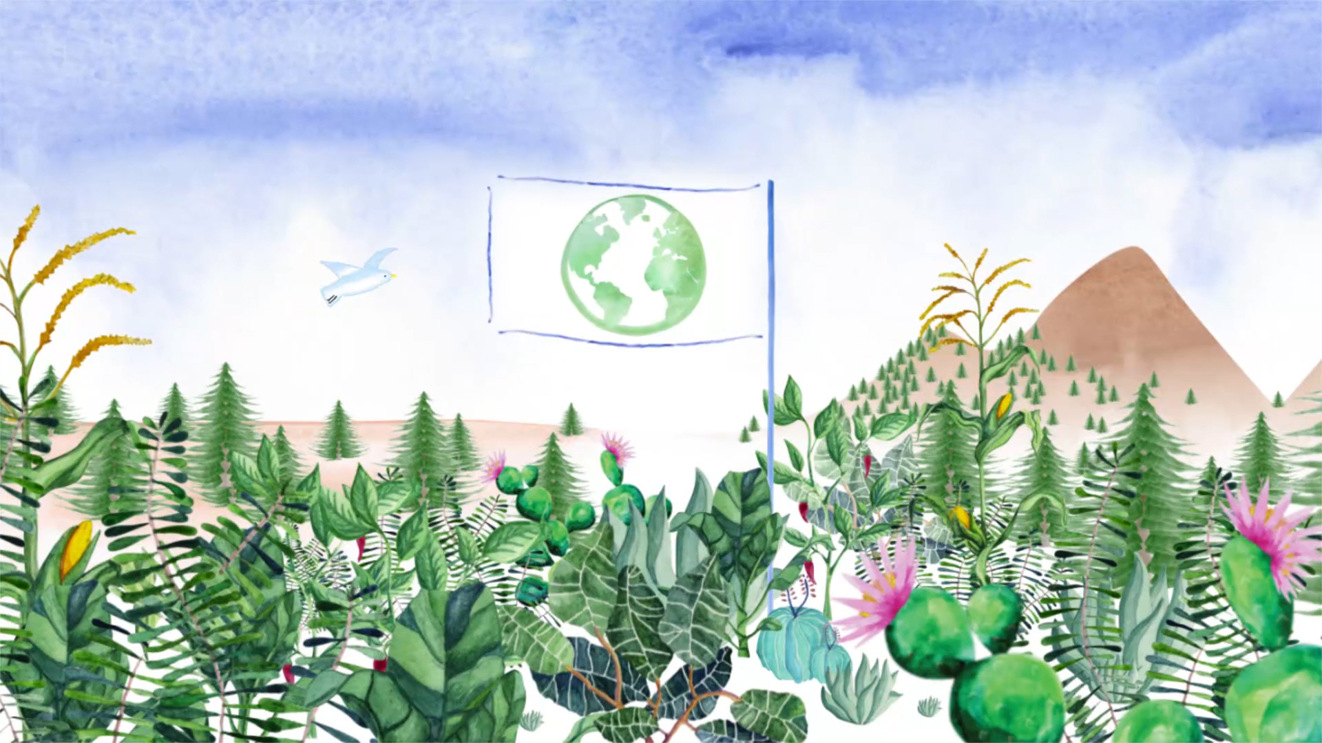 水彩地球污染绿化环保LOGO展示视频的预览图