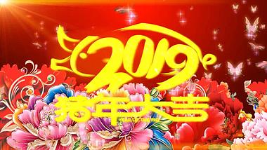红色喜庆2019猪年新年祝福视频视频的预览图