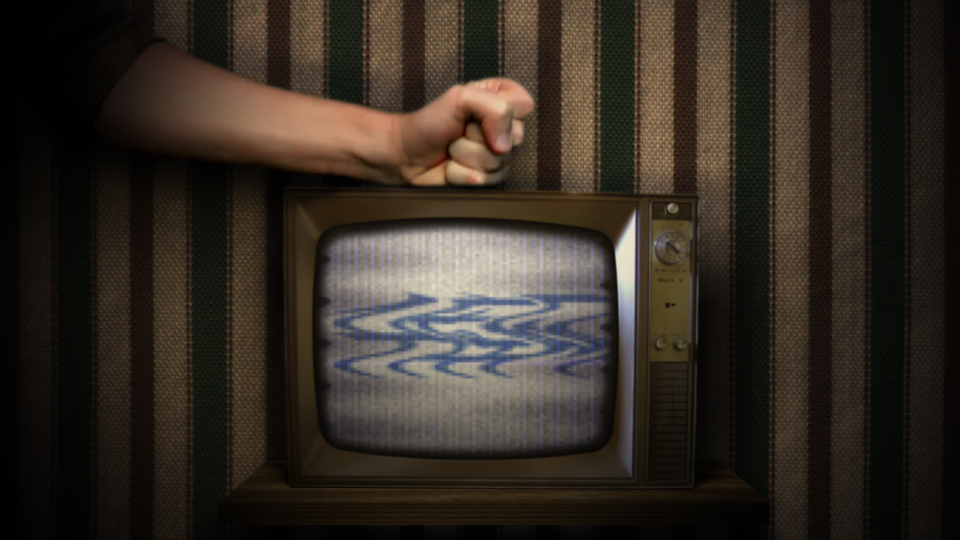 怀旧复古电视机雪花LOGO展示视频的预览图