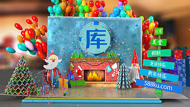 创意三维立体贺卡圣诞节祝福片头视频的预览图