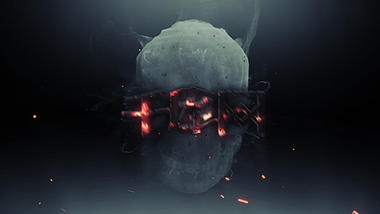烟雾火花粒子骷髅骨恐怖LOGO展示视频的预览图