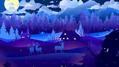 蓝色光影梦幻城堡圣诞节背景文字展示视频的预览图